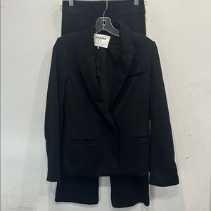 Spanx Ponte knit black suit one button blazer high waisted bootcut pants xs